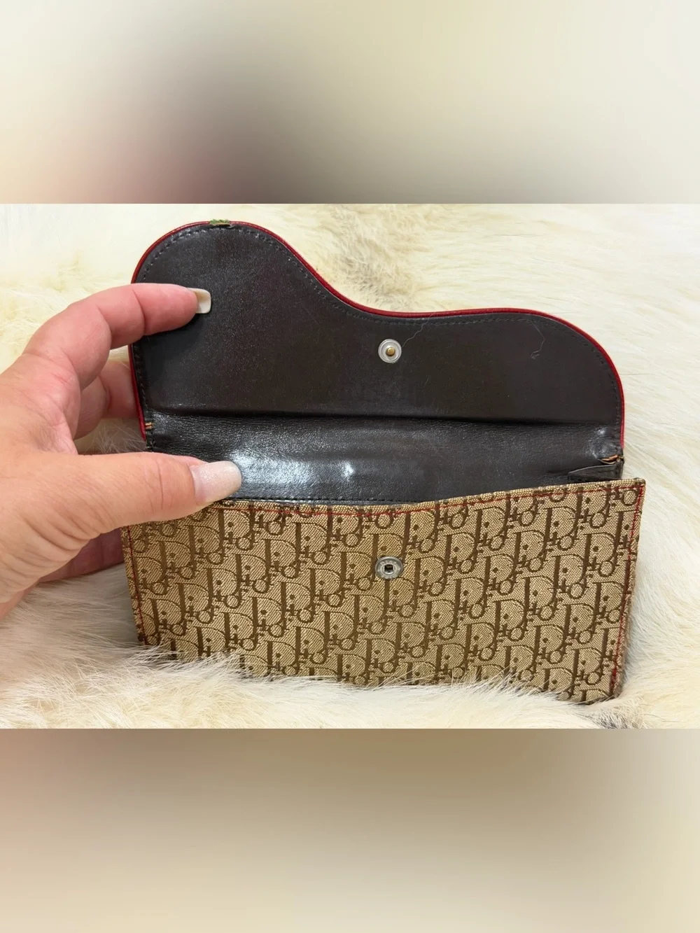 Christian Dior Y2K Vintage Trotter Monogram Rasta Color Canvas Saddle Wallet